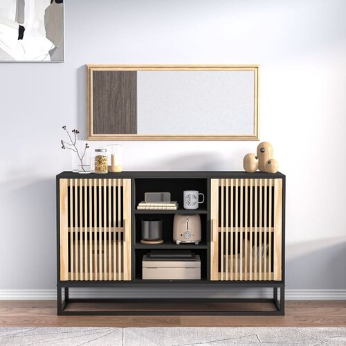 The Living Store Komoda črna 105x30x65 cm inženirski les - Komoda, (21662572) Cene