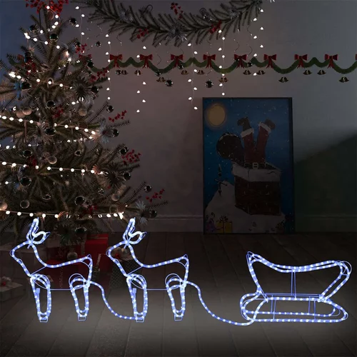 vidaXL božični jelen in sani zunanja dekoracija 576 LED lučk