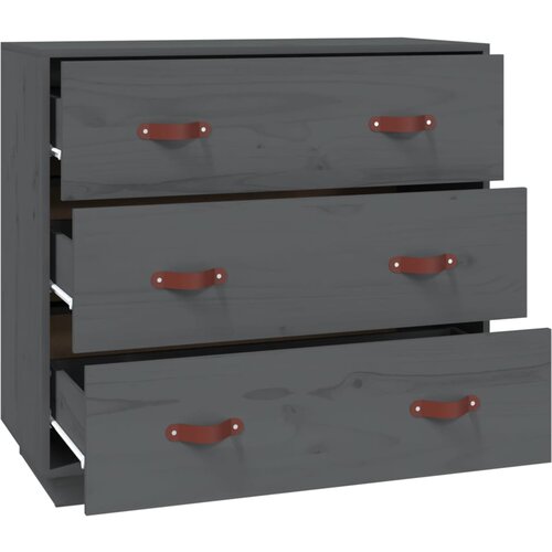  Komoda siva 80 x 40 x 75 cm od masivne borovine Slike