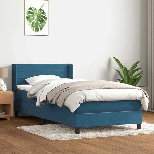 Box spring postelja z vzmetnico temno modra 80x220 cm žamet, (21791512) Cene