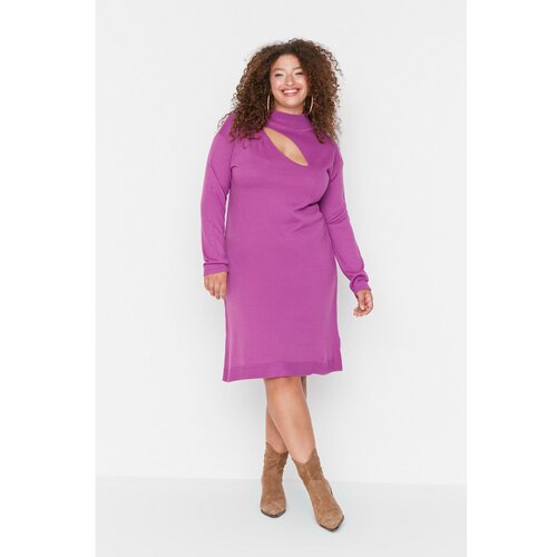 Trendyol Curve Purple Cut Out Detailed Knitwear Dress Slike