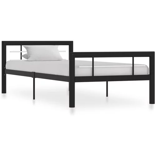 vidaXL posteljni okvir črn in bel kovinski 100x200 cm