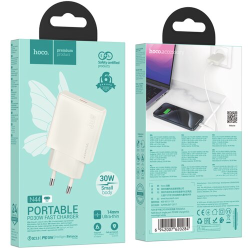 Hoco. polnilec adapter N44 Biscuit PD 30W Type C - bel Slike