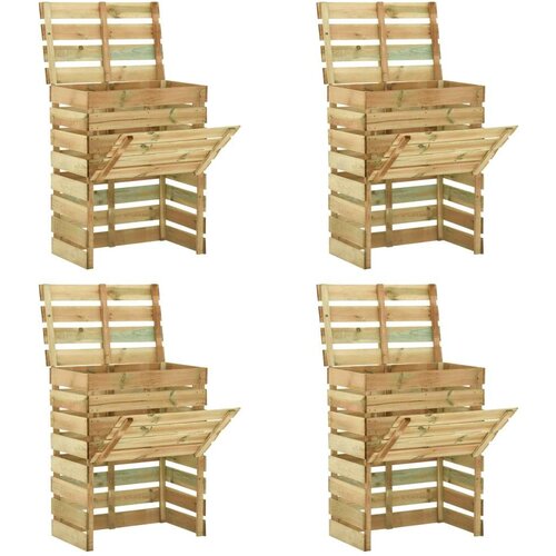 vidaXL Vrtni kompostnik iz letvic 4 kosi 80x50x100 cm borovina Cene