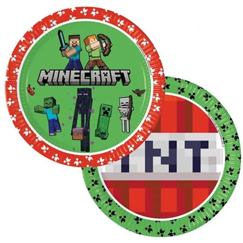 Minecraft set papirnatih tanjura od 8 komada, promjera 23 cm. Cene