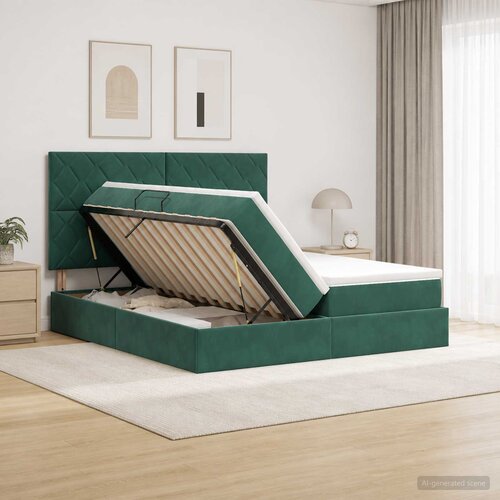  Krevet s od storage s pohranom Tamnozelena 200 x 200 cm Bar&scaron;un Cijene