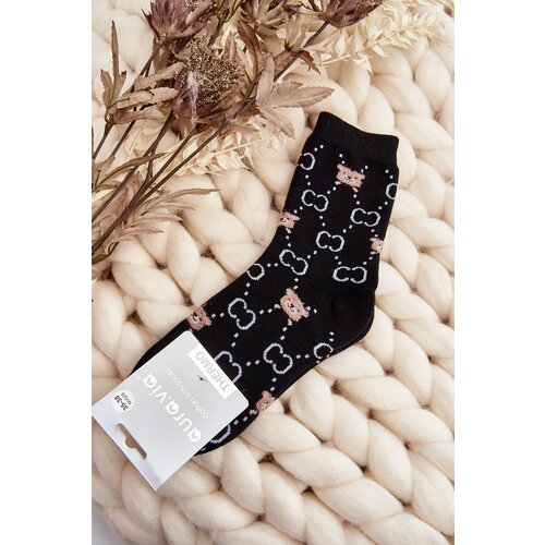 Aura.via Warm Cotton Socks with Black Bears Slike