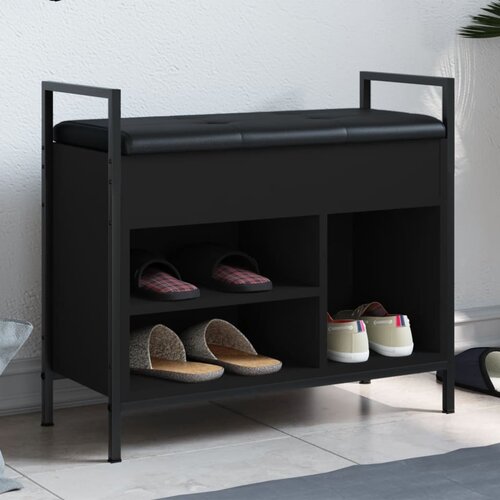  The Living Store Klop za čevlje črna 65,5x32x57,5 cm inženirski les - Klop Za Čevlje, (21453408) Slike