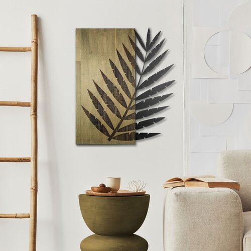 Wallxpert Hoja de Arte -1 - Green, Black GreenBlack Decorative Wooden Wall Accessory Cene