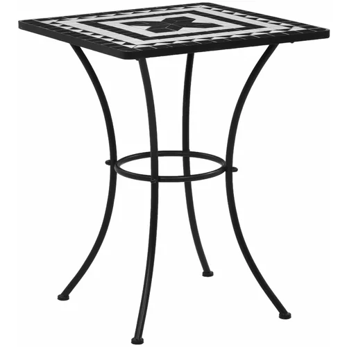 Bistro stolić s mozaikom crno-bijeli 60 cm keramički