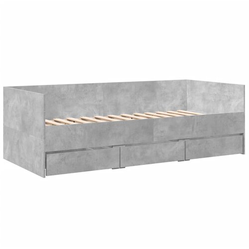 vidaXL Dnevna postelja s predali betonsko siva 90x190 cm inž. les, (21081517) Cene