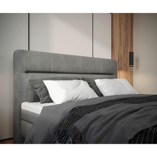 MID.YOU POSTELJA Z VZMETNICO 160 cm x 200 cm , les, tekstil, leseni material siva Slike