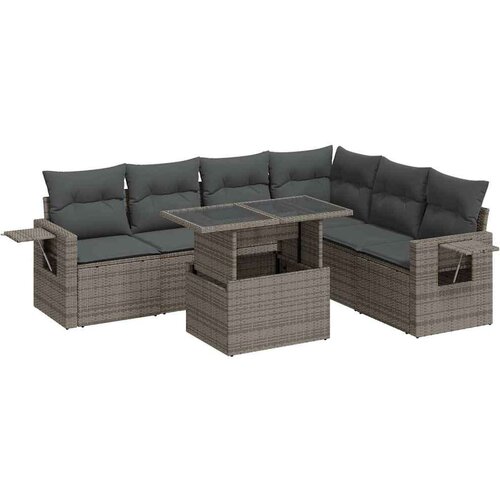 VidaXL 7-dijelni set vrtnih sofa sivi od poliratana Slike