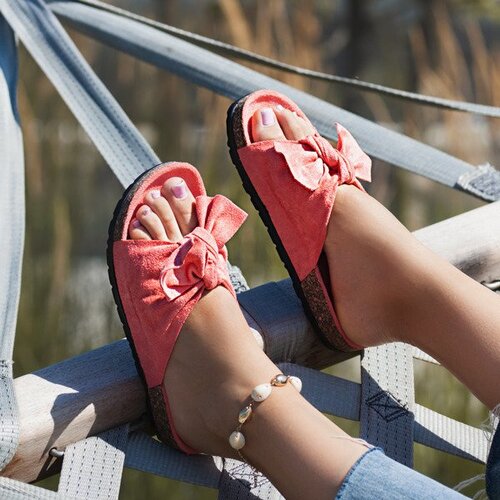 Resti Pink Flip Flops with Summer Blow Bow - Footwear Slike