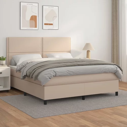  Krevet s oprugama i madrac cappuccino 160x200cm od umjetne kože