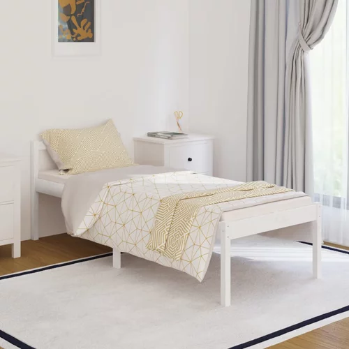 vidaXL Okvir za krevet bijeli drveni 75 x 190 cm 2FT6 jednokrevetni