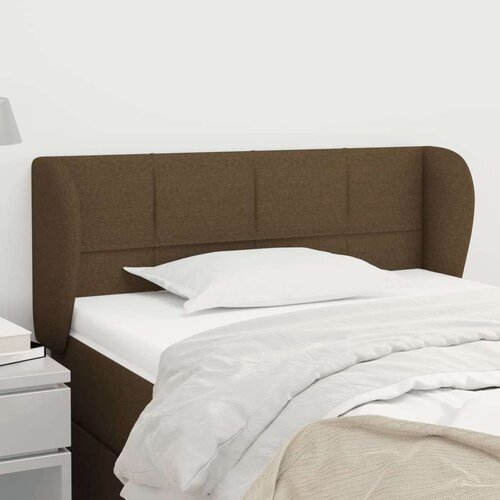  Vzglavje z u&amp;scaron;esi temno rjavo 93x23x78/88 cm blago, (20737325) Slike