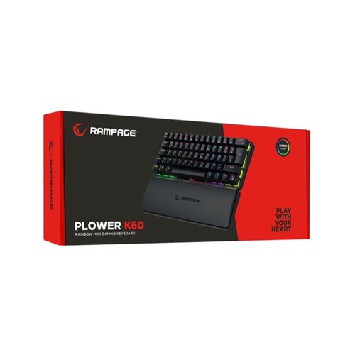 Rampage tipkovnica - PLOWER K60 Black US (žična, mehanska, modro stikalo, angleška, črna, RGB LED) Cene