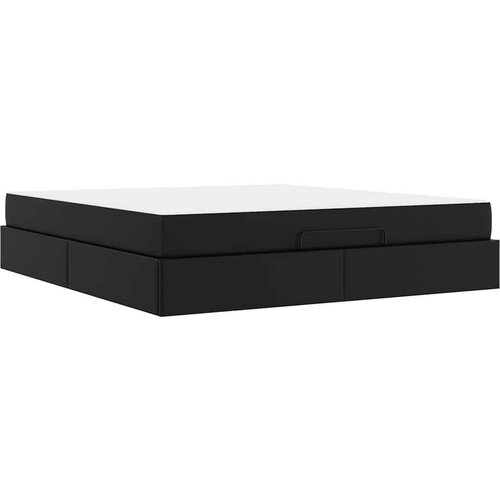 VidaXL Okvir kreveta s madracem Crna 180 x 200 cm Umjetna koža Slike