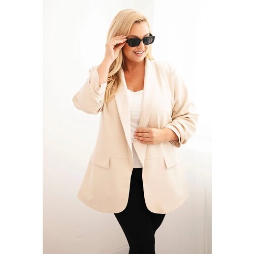Kesi Włoski Plus Size elegant women&amp;#039;s jacket beige Slike
