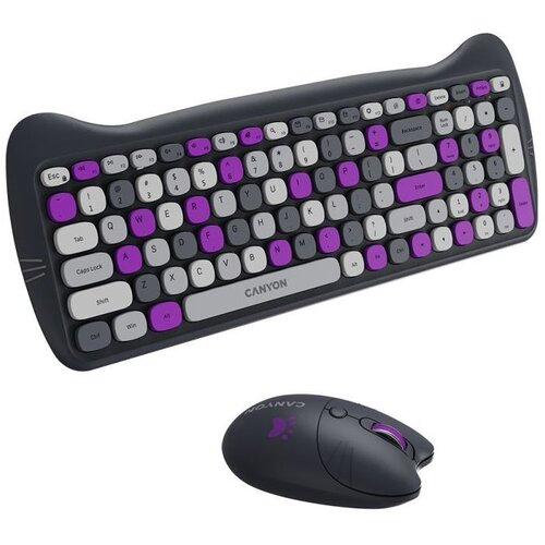 Canyon HSET-W6 EN/AD Keyboard+Mouse Kitty Edition AAA+АА Wireless Violet Cijene