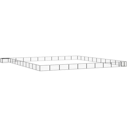  Ograda za pse s 44 panela crna 100 x 50 cm čelik obložen prahom Cene