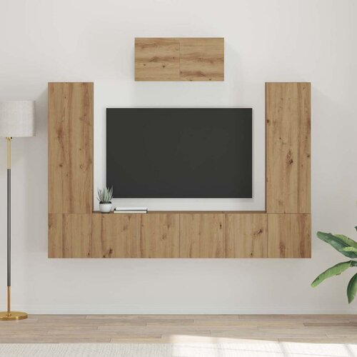 vidaXL Set TV komoda s policom Zidne s pohranom s vratima 7 pcs hrast artisan 180 x 30 x 120 cm Cene