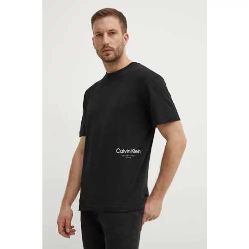 Calvin Klein Pamučna majica za muškarce, boja: crna, s tiskom, K10K113102