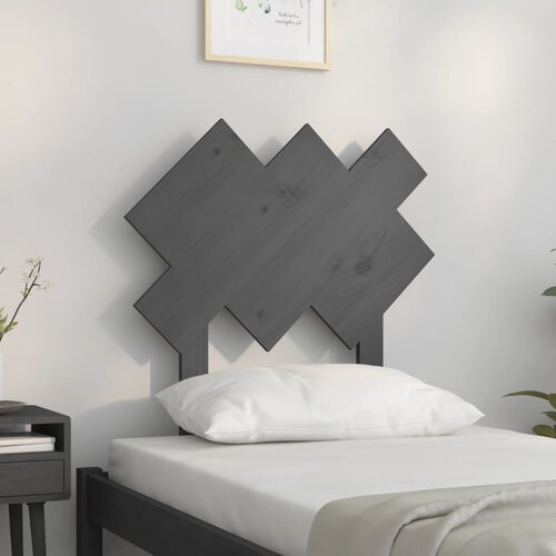  Uzglavlje za krevet sivi 72,5x3x81 cm od masivne borovine Slike