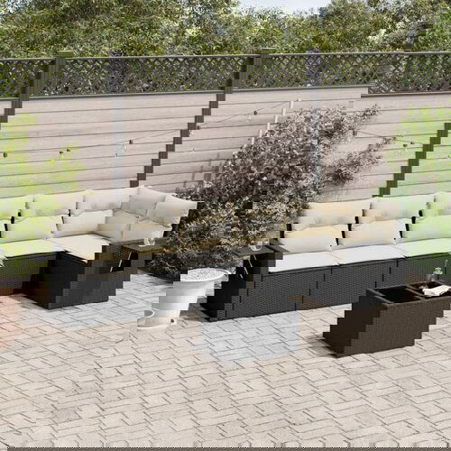 VidaXL 7-dijelni set vrtnih sofa od poliratana s jastucima crni Slike