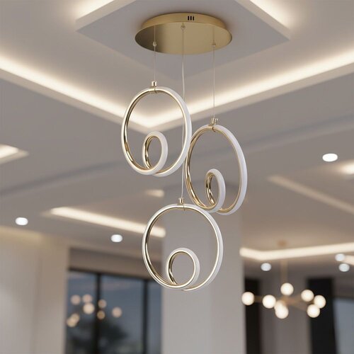 Toolight Viseća LED lampa s tri zlatna prstena LHJ095-3CP GOLD Slike