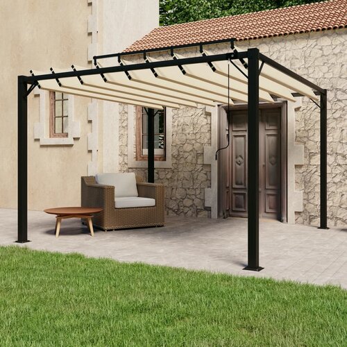 In paviljon z rešetkasto streho 3x3 m krem blago in aluminij Cene