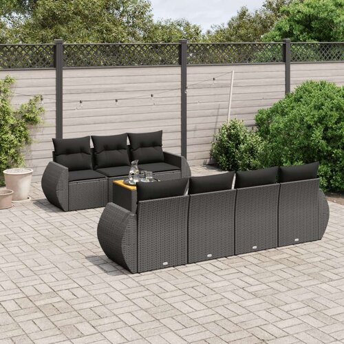 VidaXL 8-dijelni set vrtnih sofa od poliratana s jastucima crni Slike