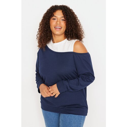 Trendyol Curve Plus Size Sweatshirt - Navy blue - Regular Slike