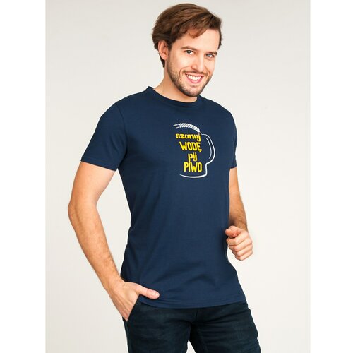 Yoclub Man's Cotton T-shirt PKK-0108F-A110 Navy Blue Cene