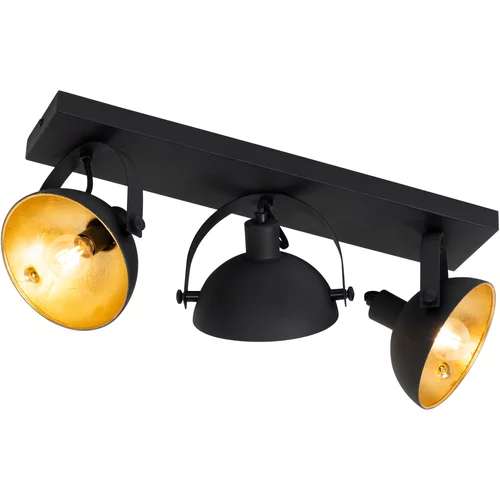 QAZQA Industrijska stropna svetilka črna z zlato 3-svetlobno nastavljivo - Magnax