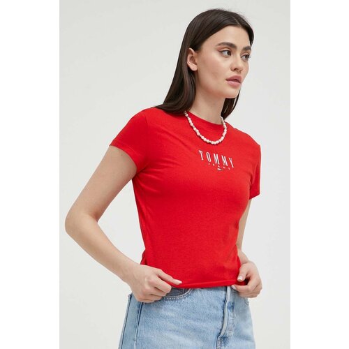Tommy Jeans Kratka majica ženski, rdeča barva Slike