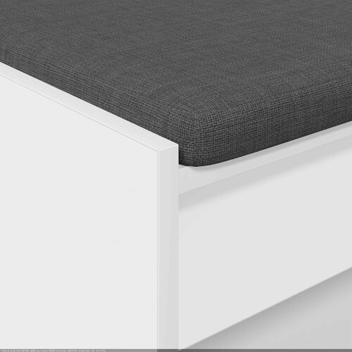  Klupa za hodnik s jastukom s policom Bijeli 103 x 38 x 45 cm Slike