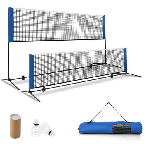  Mreža za badminton s postoljem, podesiva visina, sa 2 reketa i torbom za prijenos, dimenzije 420 x 102 x 89-155 cm Cijene