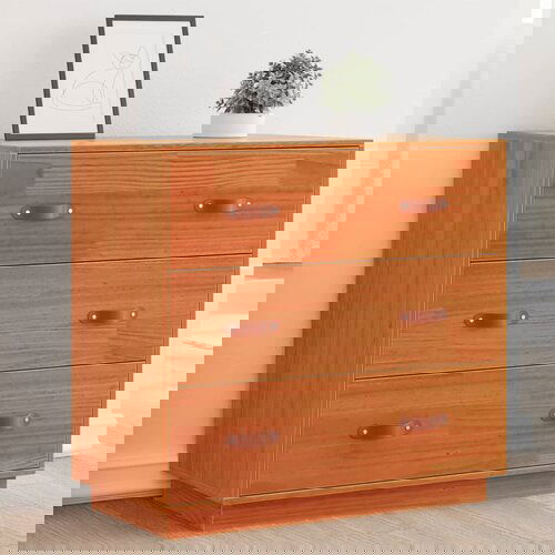  The Living Store Komoda vo&amp;scaron;čeno rjava 80x40x75 cm trdna borovina - Komoda, (21502238) Slike