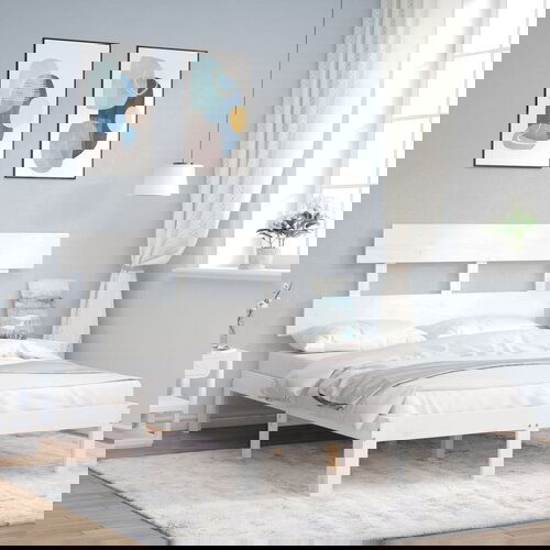 vidaXL Okvir kreveta s uzglavljem bijeli 120 x 200 cm od masivnog drva Cijene