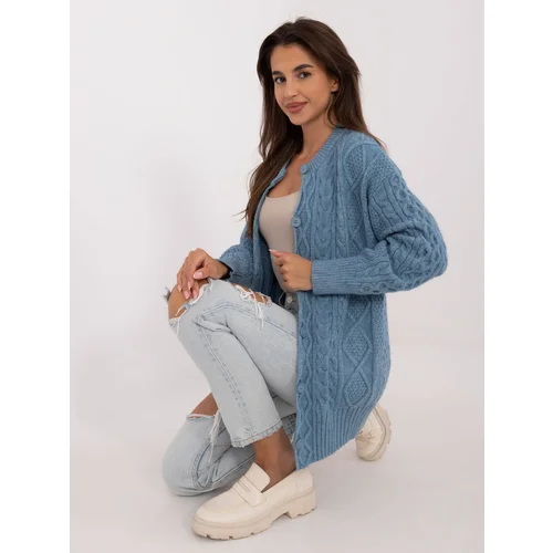 Fashion Hunters Blue loose cardigan with long sleeves