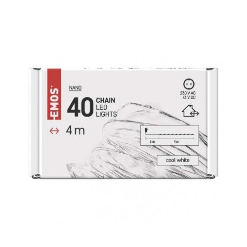 Emos LED božična nano veriga srebrna, 4 m, zunanja in notranja, hladna bela, časovnik D3AC02 Slike