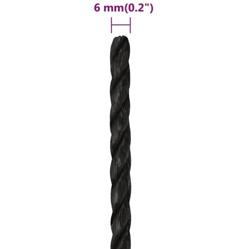  Radno uže crni 6 mm 50 m od polipropilena Slike