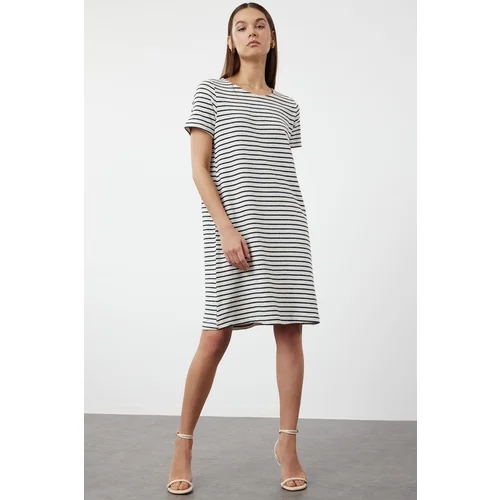 Trendyol Ecru Mini Knitwear Striped Dress