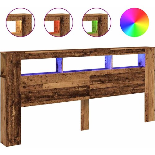  LED uzglavlje boja drva 220x18,5x103,5 cm konstruirano drvo Slike