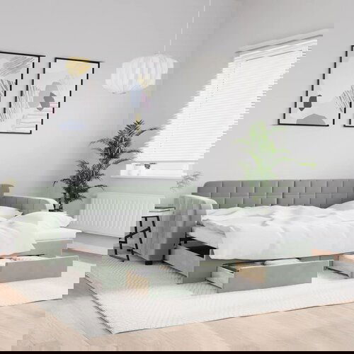  The Living Store Izvlečna dnevna postelja s predali svetlo siva 100x200 cm žamet - Izvlečna Dnevna Postelja, (21491108) Cene