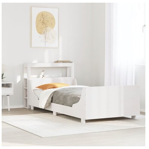 vidaXL Posteljni okvir brez vzmetnice bel 90x200 cm trdna borovina Cene