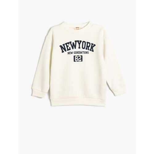 Koton Slogan Printed Sweatshirt Crew Neck Cotton Blend Cene