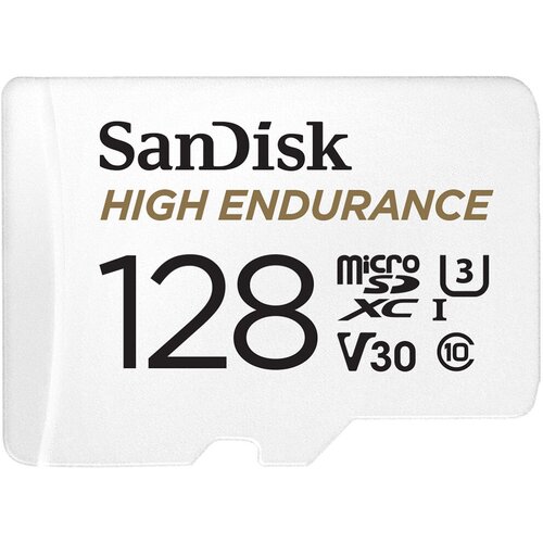 San Disk High Endurance video microSDHC 128GB + SD Adapter Full HD / 4K video, do 100/40 MB/s C10, U3, V30 Slike